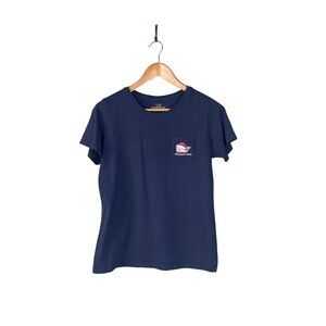 Vineyard Vines Navy Merry Christmas Short Sleeve T Shirt 100% Cotton Unsex Sz. S